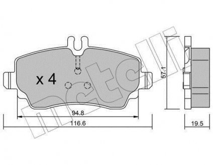 Комплект тормозных колодок, дисковый тормоз Metelli 22-0310-1 (фото 1)