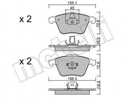 Комплект тормозных колодок, дисковый тормоз Metelli 22-0549-3