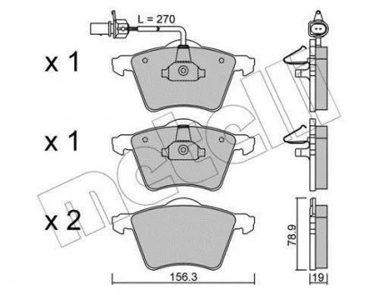 Комплект тормозных колодок, дисковый тормоз Metelli 22-0550-0