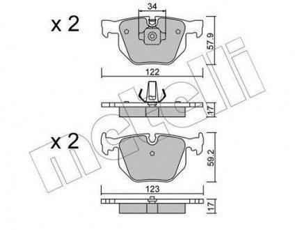 Комплект тормозных колодок, дисковый тормоз Metelli 22-0561-0 (фото 1)