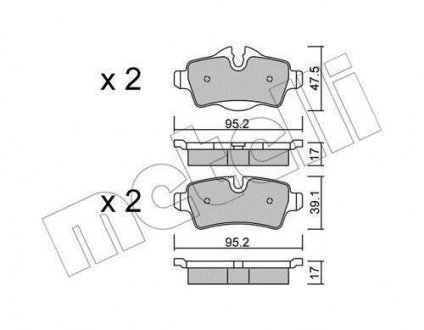 Комплект тормозных колодок, дисковый тормоз Metelli 22-0769-0 (фото 1)