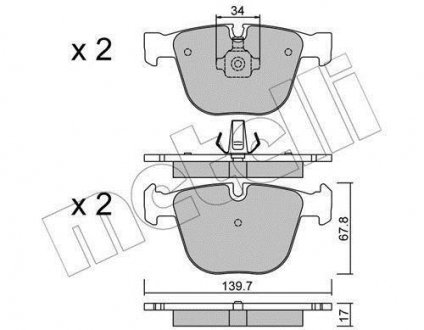 Комплект тормозных колодок, дисковый тормоз Metelli 22-0773-0 (фото 1)