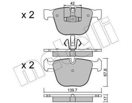 Комплект колодок гальмівних Metelli 22-0773-6 (фото 1)