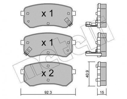 Комплект гальмівних колодок (дискових) Metelli 22-0815-0 (фото 1)