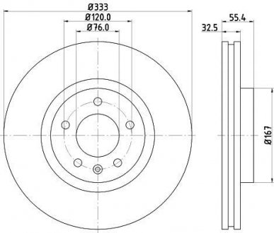 Тормозной диск пер VW T5 - (333*32.5) диаметр 17" MINTEX MDC1705 (фото 1)