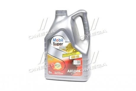 Масло моторное. SUPER 3000 5W-40 API SN/SM (Канистра 5л) MOBIL 156154 (фото 1)