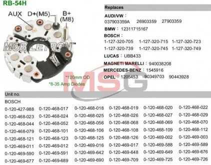 Выпрямитель диодный MOBILETRON RB54H