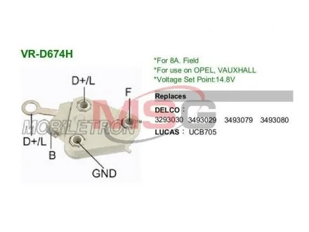 Регулятор напряжения MOBILETRON VRD674H (фото 1)