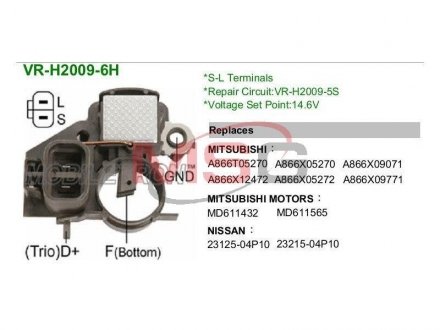 Регулятор напряжения генератора MOBILETRON VRH20096H (фото 1)