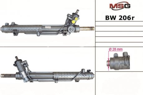 Рульова рейка з ГУР відновлена BMW 3 E-46 1998-2005,BMW 5 E-34 1988-1996 MSG BW206R