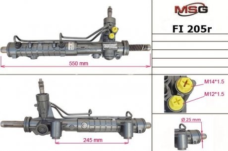 Рельс с Г/У Fiat Doblo 1.9D/JTD 00-05 MSG FI 205R