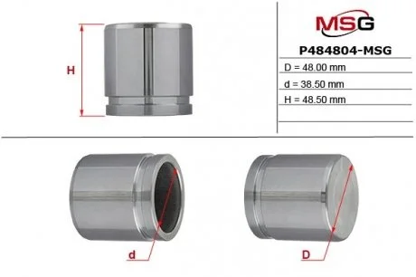 Поршень гальм. супорта Chevrolet Matiz, Chevrolet Spark, Daewoo Lanos, Daewoo Matiz 0.8-2.5D 02.97- MSG P484804-MSG