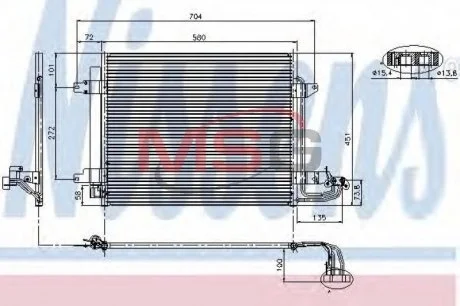 Радіатор кондиціонера VW CADDY III універсал (2KB, 2KJ, 2CB, 2CJ) 04-10,CADDY III фургон (2KA, 2KH, MSG RC0025