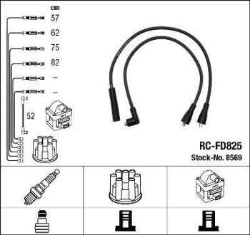 Комплект кабелей высоковольтных NGK RCFD825