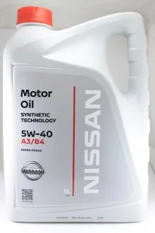 Масло моторное Motor Oil 5W-40 5л NISSAN Ke90090042