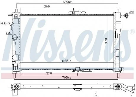 Радиатор охлаждения DAEWOO NEXIA (94-) NISSENS 61651A