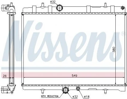 Радиатор охлаждения PEUGEOT 407/ CITROEN C5 2.0 AT NISSENS 63607A