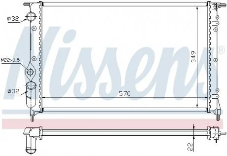 Фото радіатор охолодження RENAULT R 19 (88-) NISSENS 63925 Радіатор охолодження RENAULT R 19 (88-) NISSENS 63925