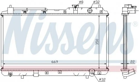 Радиатор, охлаждение двигателя NISSENS 68101A