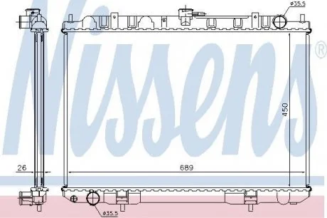 Радиатор NS X-TRAIL T30(01-)2.2 D(+)[OE 21410-8H800] NISSENS 68703A