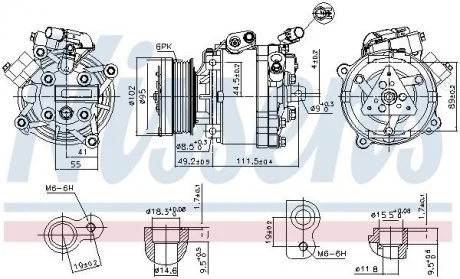 Компрессор MITSUBISHI OUTLANDER (GF0, GG0) (12-) 2.2 DI-D NISSENS 890666