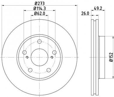Диск гальмівний передн Toyota Auris 1.4, 1.6, 1.8 (07-) Nisshinbo ND1021K (фото 1)