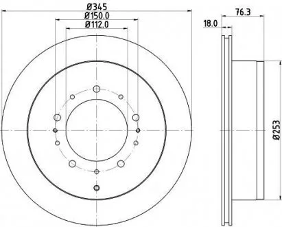 Диск тормозной задний Toyota Land Cruiser 4.5, 4.6, 4.7, 5.7 (08-) Nisshinbo ND1029K