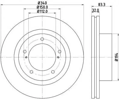 Диск гальмівний передн Lexus LX 570/ Toyota Land Cruiser 200 4.5, 4.6, 4.7 (07-) Nisshinbo ND1051K