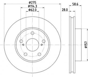 Диск гальмівний передн Toyota Hilux III 2.5, 2.7, 3.0, 4.0 (05-) Nisshinbo ND1055K (фото 1)