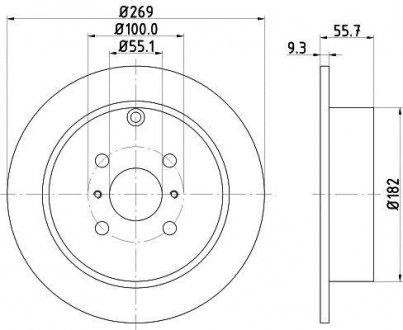 Диск тормозной задний Toyota Corolla 1.4, 1.6, 1.8 (02-07), Yaris 1.0, 1.3, 1.5 (01-05) Nisshinbo ND1081K (фото 1)