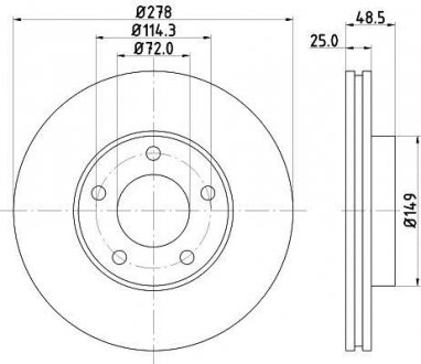 Диск гальмівний передн Mazda 3, 5 1.6, 1.8, 2.0, 2.2 (05-) Nisshinbo ND5001K (фото 1)