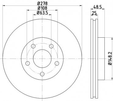 Диск гальмівний передн Mazda 3 1.6, 2.0 (11-17)/ Ford Focus 1.6, 1.8, 2.0 (04-12) Nisshinbo ND5019K (фото 1)
