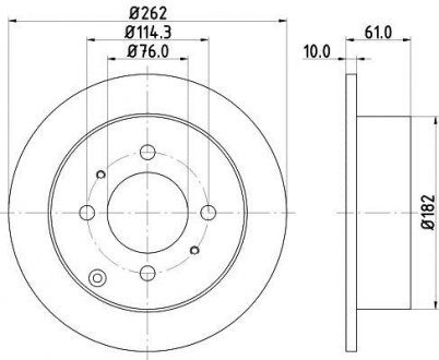 Диск гальмівний задній Hyundai Matrix 1.5, 1.6, 1.8 (01-10), Sonata 2.0 (06-)/Kia Magentis 2.0, 2.5 V6 (01-) Nisshinbo ND6005
