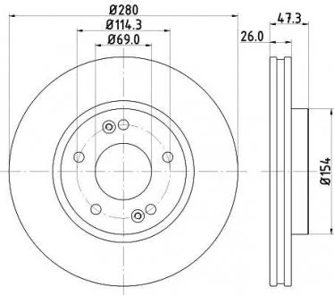 Диск тормозной передний Hyundai i30, Tucson/Kia Carens, Ceed, Cerato 1.6, 2.0 (10-) Nisshinbo ND6037 (фото 1)