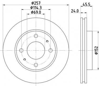 Диск гальмівний передн Hyundai Elantra, Matrix/Kia Cerato 1.4, 1.6 (06-) Nisshinbo ND6044K (фото 1)