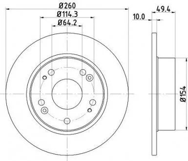 Диск гальмівний задній Honda Accord 2.0, 2.2, 2.4 (03-08) Nisshinbo ND8004K