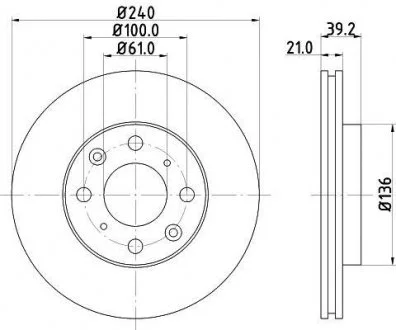 Диск гальмівний передн Honda Jazz 1.2, 1.3, 1.5 (02-08) Nisshinbo ND8022