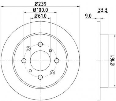Диск гальмівний задній Honda Jazz 1.3, 1.4, 1.5 (08-) Nisshinbo ND8033K (фото 1)