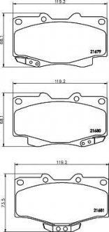 Колодки тормозные дисковые передние Toyota Hilux, Fortuner 2.4, 2.5, 3.0 (01-05) Nisshinbo NP1003 (фото 1)