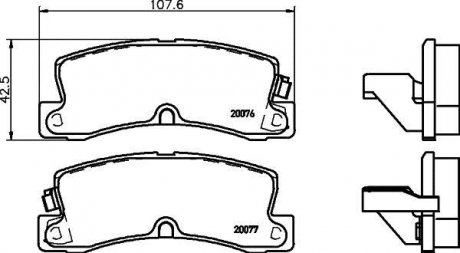 Колодки тормозные дисковые задние Toyota Corolla 1.6, 1.8, 2.0 (97-00) Nisshinbo NP1070