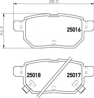 Колодки гальмівні дискові задні Toyota Auris, Yaris 1.3, 1.4, 1.6 (06-) Nisshinbo NP1071 (фото 1)