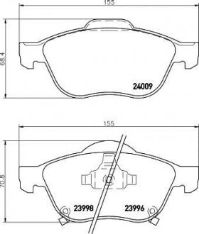 Колодки гальмові дискові передні Toyota Avensis 1.6, 1.8, 2.0 (97-03) Nisshinbo NP1117 (фото 1)