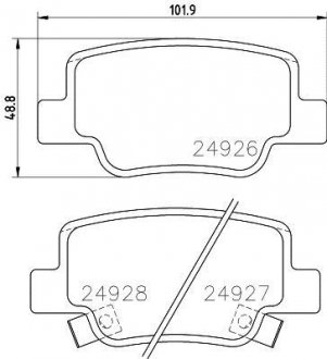 Колодки гальмівні дискові задні Toyota Verso 1.6, 1.8, 2.0, 2.2 (09-) Nisshinbo NP1127