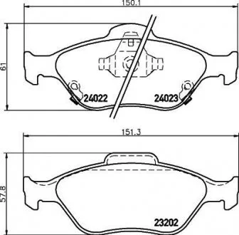 Колодки гальмові дискові передні Toyota Yaris 1.0, 1.3, 1.4 (05-) Nisshinbo NP1129