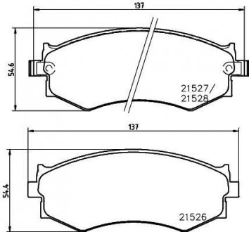 Колодки тормозные дисковые передние Ssang Yong 2.0, 2.3, 2.9 (97-) Nisshinbo NP2021 (фото 1)