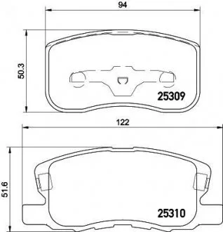 Колодки тормозные дисковые передние Mitsubishi Colt 1.1, 1.3, 1.5 (04-12) Nisshinbo NP3020 (фото 1)