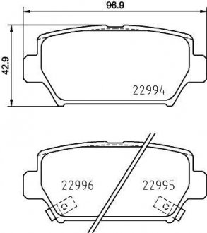 Колодки гальмівні дискові задні Mitsubishi Eclipse (17-) Nisshinbo NP3038 (фото 1)