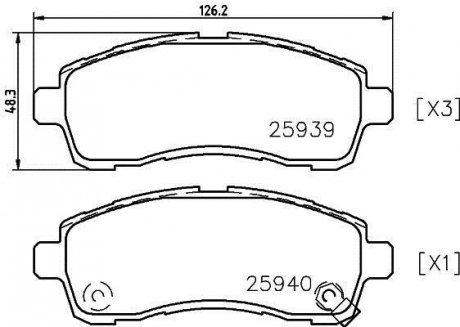 Колодки гальмові дискові передні Suzuki Swift/Mazda 2/ Daihatsu Materia 1.2, 1.3, 1.5, 1.6 (06-) Nisshinbo NP5029 (фото 1)