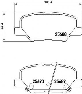 Колодки тормозные дисковые задние Mazda 6/Mitsubishi ASX, Outlander 1.8, 2.0, 2.2, 2.4 (10-) Nisshinbo NP5038 (фото 1)