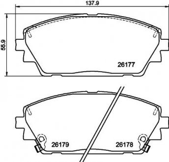 Колодки тормозные дисковые передние Mazda 3 (BP) (19-) Nisshinbo NP5071 (фото 1)